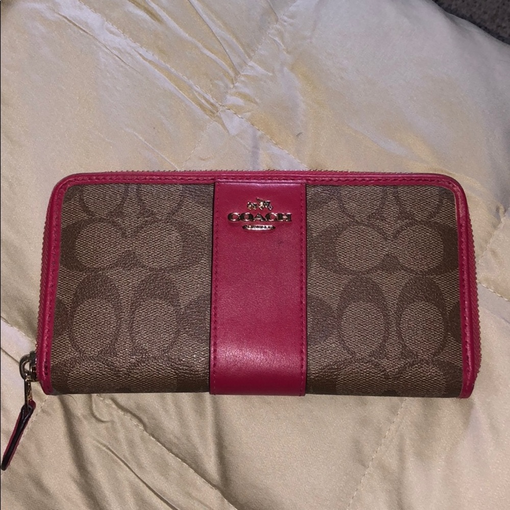 Pink & brown coach wallet